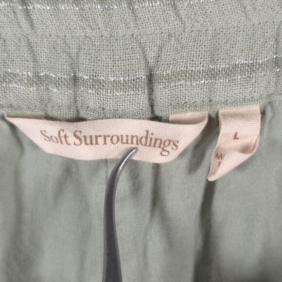 Soft Surroundings LINEN Blend Straight Leg Elastic Waist Drawstring Pants LARGE - Picture 4 of 10